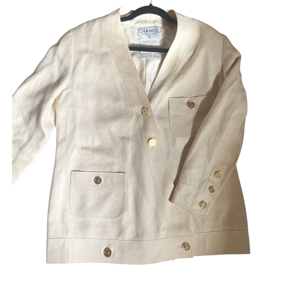 Chanel Cream Blazer with Gold Rue Cambon Buttons